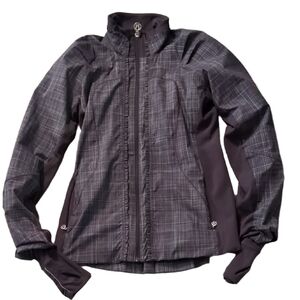 Lululemon Run: Back On Track JacketCoal Pig Pink Shale Stripe / Coal Sz 8